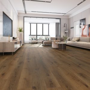 saddle wood SPC waterproof vinyl plank flooring, wood look, image